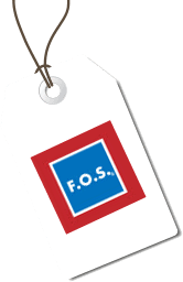 Retail tag featuring F.O.S. design