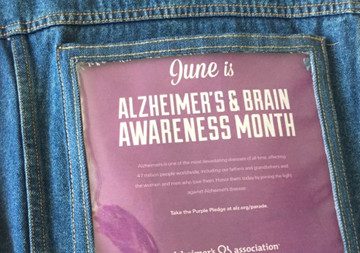June Alzheimer's Awareness Month poster on denim