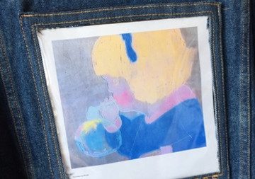 Abstract painting on fabric patch