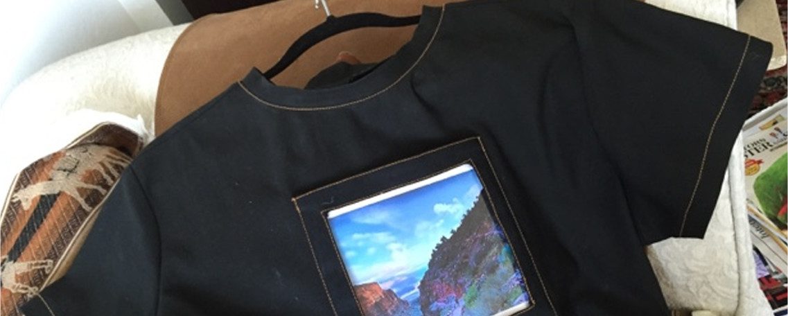 Black t-shirt with scenic graphic