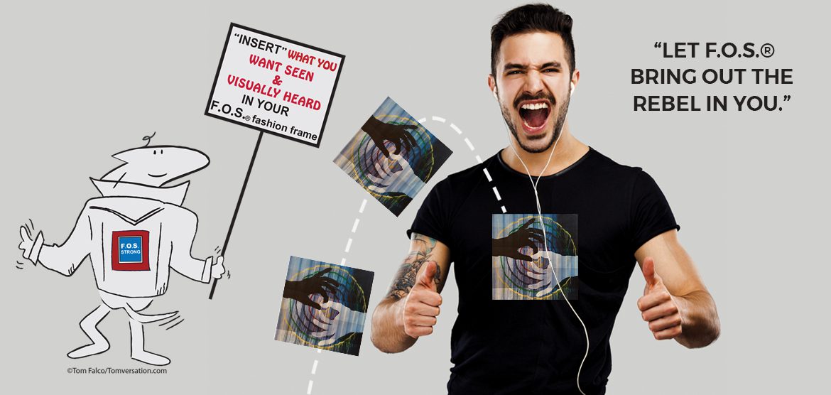 Cartoon character with fashion slogan